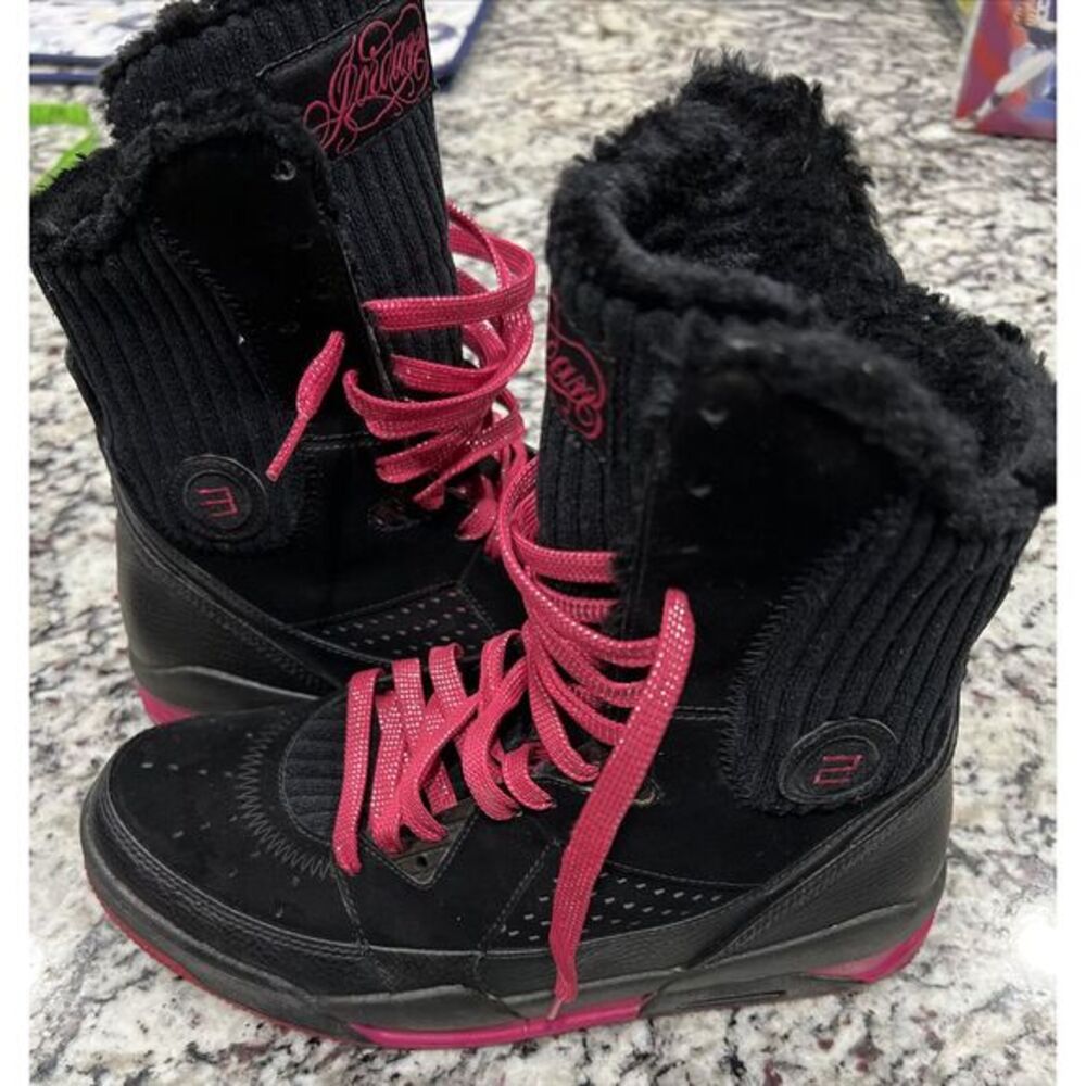 RARE Jordan Flight 9 Six‎ Inch 414561 001 Size 7Y Womens Black Pink